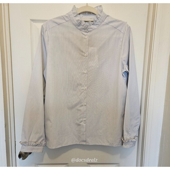 Bonpoint Jadis Blouse Sky Blue Striped Women's Large - Picture 1 of 5
